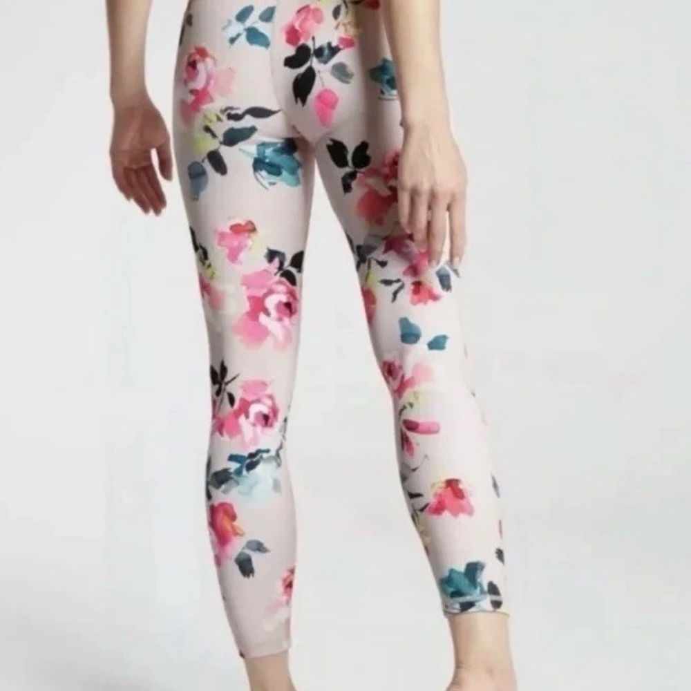 Athleta Elation 7/8 Tight Legging in Painted Flower Orchid Pink Size Medium